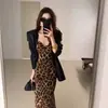 Vestido strapless de leopardo con espalda descubierta y amarre para mujer, verano puro y seductor, versátil vestido adelgazante con abertura y falda larga