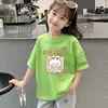 Nuevo top versátil de verano con estampado de dibujos animados, elegante, para niñas, camiseta de algodón puro de manga corta