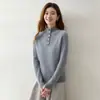 Suéter de Tricô de Cashmere com Gola Alta Estilo Coreano para Mulheres, Pulôver de Manga Longa, Simples e Versátil, Top Quente para Camada Base