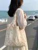 Bolso de Hombro Tote Bordado de Nicho Gran Capacidad Floral Versátil Retro de Lona Bolso Artístico Fresco de un Solo Hombro