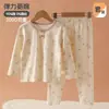 Conjunto de Roupa Íntima para Meninas Primavera e Outono Algodão Lycra Classe A Roupas de Outono para Bebês Calças de Outono Camisa de Camada Base Separada de Algodão e Lã