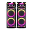 Caixa de Som para Festa Dual 12 Polegadas 120W Alta Potência Bluetooth Karaoke Áudio Luz RGB Festa ao Ar Livre Caixa de Som para Festa