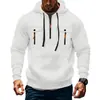 Moletom com capuz masculino transfronteiriço novo para outono e inverno, moletom casual moderno para atividades ao ar livre, com múltiplos bolsos e zíper meio aberto, quente
