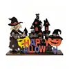 Artesanías de Madera de Halloween de Venta Caliente Transfronteriza Adornos Decoraciones para Fiestas Calabaza de Dibujos Animados Casa Embrujada Letras Decoraciones de Escritorio