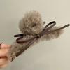 Pinza de Garra Tejida Otoño e Invierno Cuero de Alta Gama Lazo de Piel Pinza de Pelo Peluda Accesorio para el Cabello Versátil Pinza de Garra de Tiburón Peluda Otoño e Invierno