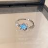 Anel de Dedo Feminino Azul Glacial Estrela Lua Abertura Pérola Leve Luxo Nicho Alto Padrão Anel de Dedo Namorada Anel de Dedo Exquisito