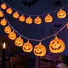 Luces de cadena decorativas de Halloween transfronterizas, luces de cadena de fantasma y calabaza, luces colgantes para ambiente de Halloween en sala de estar interior y patio exterior