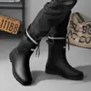 Botas de lluvia de media pantorrilla duraderas, impermeables, antideslizantes y cálidas para hombre, zapatos de goma de trabajo, botas de agua para cocina, botas de lluvia para pesca