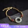 Pulsera de jade blanco con incrustaciones de Xinjiang Hetian, venta al por mayor de fábrica, joyería de jade, suministro de regalo vivo de jade