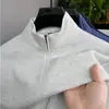 Suéter de Forro Polar para Otoño e Invierno con Media Cremallera para Hombre, Nuevo Color Sólido, Cuello Alto, Camiseta Casual de Manga Larga, Camiseta Base para Hombre