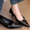 Zapatos planos de punta puntiaguda y boca baja para mujer, primavera y otoño 2024, versátiles, antifatiga, tacones altos de aguja, gran cantidad, preferencial