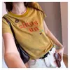 Camiseta Informal Bordada de Alta Densidad de Fibra Natural de Lino Floral Zhangzhang 3/28
