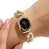 Relógio Feminino Casual de Quartzo em Estoque com Mostrador Oval e Pulseira de Corrente, Versátil, Preferência por Atacado