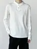 Camisa Henley Masculina com Textura Japonesa 2026 Manga Longa Masculino Primavera Outono Nova Listras Verticais Gola Alta Casual Versátil Masculino