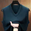 Chaleco de Punto de Color Liso para Hombre Mezcla de Lana Denso Espesado Estilo Más Vendido Alto Volumen Estilo Básico