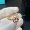 Anillo T Clásico Doble T Chapado en Oro Rosa de 18 Quilates, Anillo Completo de Diamantes, Anillo de Lujo Apilable T1 con Diamantes Medios