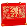 Calendario de Escritorio de Madera Festivo Rojo Año Nuevo de la Oveja 2027 Calendario de Escritorio de Oficina Adorno Calendario de Escritorio en Caja de Regalo