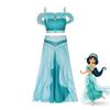 Vestido de Verão Infantil Princesa Jasmine Vestido de Festa Infantil Dia das Crianças