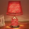 Lámpara de Mesa de Boda de Cristal Lámpara de Mesita de Noche para Dormitorio Decoración de Boda Simple Moderna Cálida Romántica Lámpara para Habitación de Boda Rojo Feliz