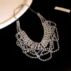 Collar de Cadena para Clavícula con Borlas de Encaje Multicapa y Pedrería Transfronterizo Europeo y Americano Moda Versátil para el Trabajo de Oficina Collar de Lujo Ligero con Acabado de Alta Gama