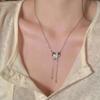 Collar de acero de titanio amor cadena de acero inoxidable plateada borla diamante cruz cadena clavicular temperamento de hada collar versátil