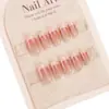 Manicure Unha Vestível Amarelo Ganso Borda Francesa Estilo Curto Glitter Fino Patch de Manicure Unha Postiça Removível Fototerapia Clareamento Patch de Unha