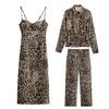 Amazon Transfronterizo Europeo y Americano para Mujer 2024 Verano Nuevo Vestido Midi con Estampado Animal Traje de Pantalón Recto Camisa
