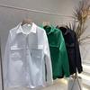 Camisa de solapa de trabajo pesada para hombre, chaqueta informal holgada y ligera de punto, para primavera y otoño
