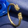 Pulsera Dominante de Grifo para Hombre Estilo Étnico Chino Pulsera de Doble Grifo Chapada en Oro Pulsera de Doble Grifo de Exportación Pulsera