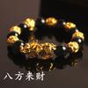 Pulsera Pixiu Imitación Obsidiana Ágata Pulsera Chapada en Oro 3D Conservación del Color Duradera Pulsera para Hombre de Oro Arena Electrochapado Ágata Roja