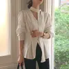 Enviado. Camisa de manga larga a rayas con diseño retro francés para mujer, nuevo top ajustado para principios de otoño 18517