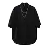 Collar Metálico Oscuro de Moda, Camisa para Hombre Fresca y Elegante, Camisa Versátil de Color Sólido de Manga Corta Estilo Hip-Hop Callejero de Hong Kong