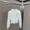 Camisa de retalhos de renda estilo francês para mulheres, nova moda transfronteiriça 2026, design de corte solto, blusa de manga comprida de nicho