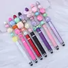Caneta com Contas para Tela Sensível ao Toque Bobina Única DIY Feita à Mão Caneta Esferográfica Multicolorida Caneta de Assinatura com Contas Educacional para Negócios Atacado em Estoque