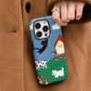 Funda de Teléfono de Dibujos Animados Estilo Vaquero con Bloques de Color de Comercio Exterior para Apple 16 Pro, Adecuada para el Nuevo Modelo 17E, Funda con Película Magnética Dos en Uno