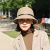 Chapéu de Lã Feminino para Outono e Inverno, Chapéu de Aba Curta com Topo Arredondado, Chapéu Estilo Britânico, Chapéu Versátil Estilo Francês para Mulheres