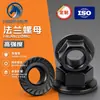 Procesamiento Personalizado de Tuercas de Brida Hexagonales Negras de Acero al Carbono, Tuercas de Brida Ennegrecidas, Tuercas de Brida Galvanizadas en Negro