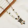 Collar Largo de Cuerda Trenzada con Cuentas de Cerámica Bohemia Coloridas y Estrella de Mar para Mujer, Estilo Étnico Retro