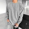 2025 Europeo y Americano Transfronterizo para Hombre Nuevo Estilo Color Sólido Casual Moda Tendencia Cuello Redondo Manga Larga Sudadera con Capucha Ropa de Hombre Gris Negro