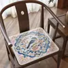 Cojín visual para silla bordado estilo chino, transpirable y fresco, cojín antideslizante para sala de té, cojín de asiento de seda helada resistente a la suciedad para verano