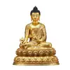 Aldea Tibetana Bronce Dorado Buda de la Medicina Uso en Interiores Hogar Inlay de Cuentas de Colores Berilo Luz Tathagata Estatua de Bronce Buda Adorno