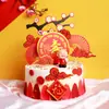 Cumpleaños Pastel de Cumpleaños Decoración Enchufe Ventilador Plegable Rojo para Personas Mayores Tarjeta de Feliz Cumpleaños Vestido de Cumpleaños Adornos de Abuelo y Abuela