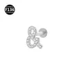 Aleación de Titanio F136 Cruz Marqués Forma de V Serpiente Corona de 0.9 Dientes Rosca Interna Labio Clavo Pendientes Joyería para Piercing