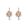 Brincos de Gancho Coloridos com Flor de Diamante, Gota d'Água, Zircônia e Franja, Modernos, Únicos e Bonitos, Estilo de Férias, Brincos de Luxo Leve e de Alta Qualidade