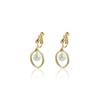 Pendientes de Aro de Perla Elegantes Retro con Aguja de Plata S925 Clip de Oreja de Metal con Tornillo Sencillo Versátil para el Trabajo