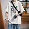 Camiseta de Manga Corta Talla Grande para Hombre 2025 Verano Nueva Camiseta de Manga Tres Cuartos para Niños, Versátil Estilo Hong Kong Moderna Camiseta de Manga Media para Hombre