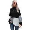 Amazon 2024 Nuevo Otoño e Invierno Empalme Transfronterizo Cuello Alto Suéter Tejido para Mujer Europeo y Americano Holgado Medio Cuello Alto Tejido