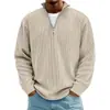 Amazon 2025 Nuevo Otoño e Invierno para Hombre Casual Cuello Alto Cremallera Punto Grueso Manga Larga Sudadera tipo Polo para Hombre