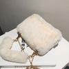 Bolsas de Pelúcia Outono e Inverno 2023 Novas Bolsas Femininas Ins Nicho Bolsa Transversal com Corrente Moda Pequena Quadrada Bolsa de Pelúcia 1