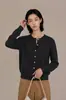Cardigan de Tricô Consinee Cashmere Gola Redonda "Orvalho Branco", Suéter Casaco Macio e Amigo da Pele, Tricô de Manga Longa para Roupa Exterior